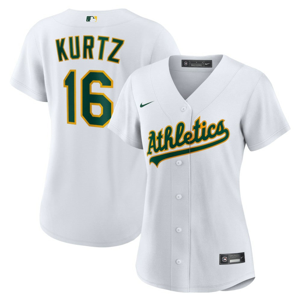 White Nick Kurtz Athletics Nike Women's Home Replica Player Jersey