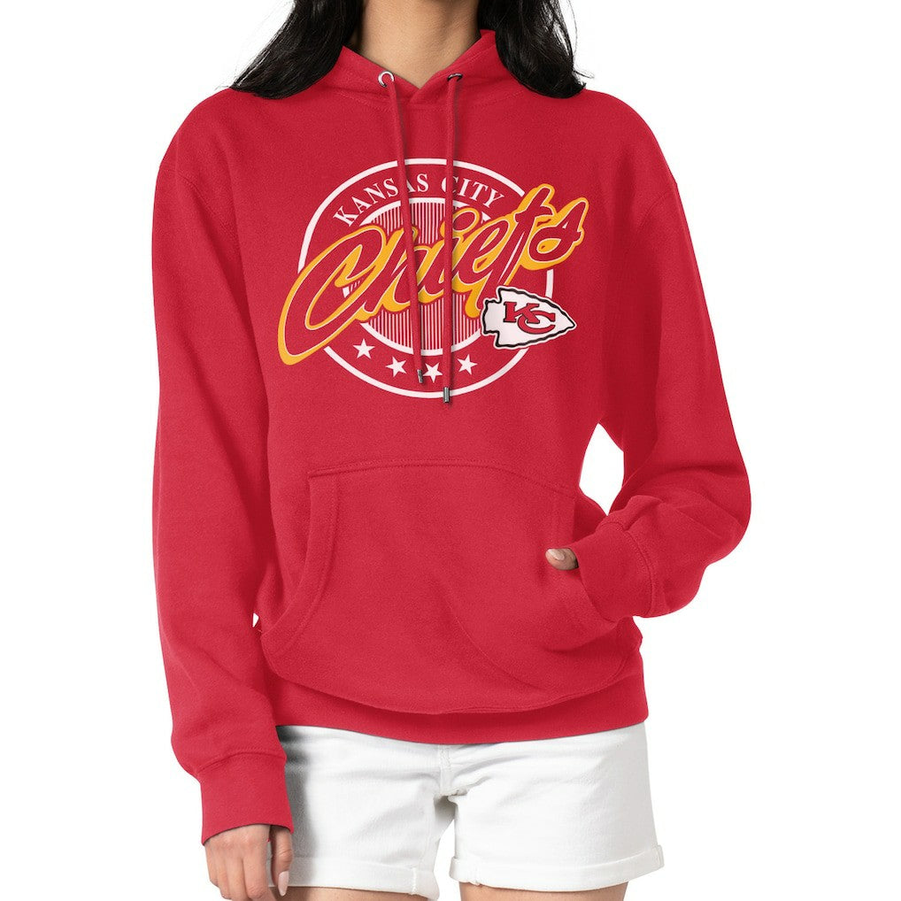G-III 4Her by Carl Banks Women's Pinstripe Circle Fleece Pullover Hoodie - Kansas City Chiefs Hoodies