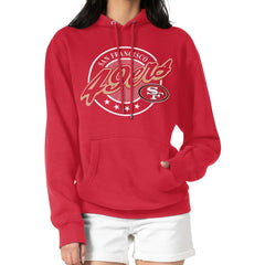 G-III 4Her by Carl Banks Women's Pinstripe Circle Fleece Pullover Hoodie - San Francisco 49ers Hoodies
