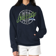 G-III 4Her by Carl Banks Women's Pinstripe Circle Fleece Pullover Hoodie - Seattle Seahawks Hoodies