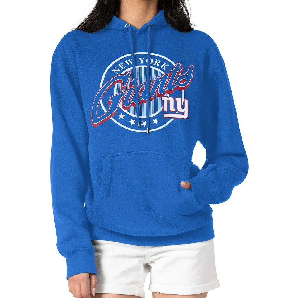 G-III 4Her by Carl Banks Women's Pinstripe Circle Fleece Pullover Hoodie - New York Giants Hoodies
