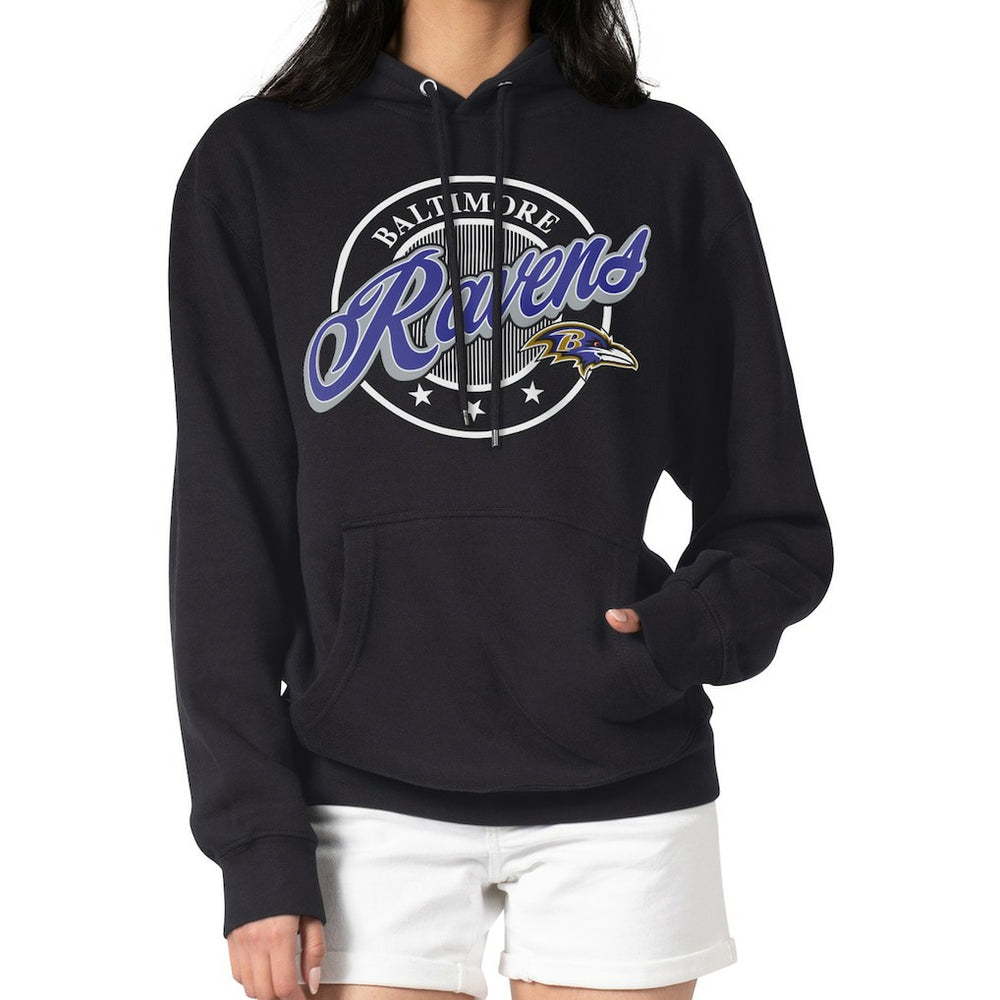 G-III 4Her by Carl Banks Women's Pinstripe Circle Fleece Pullover Hoodie - Baltimore Ravens Hoodies