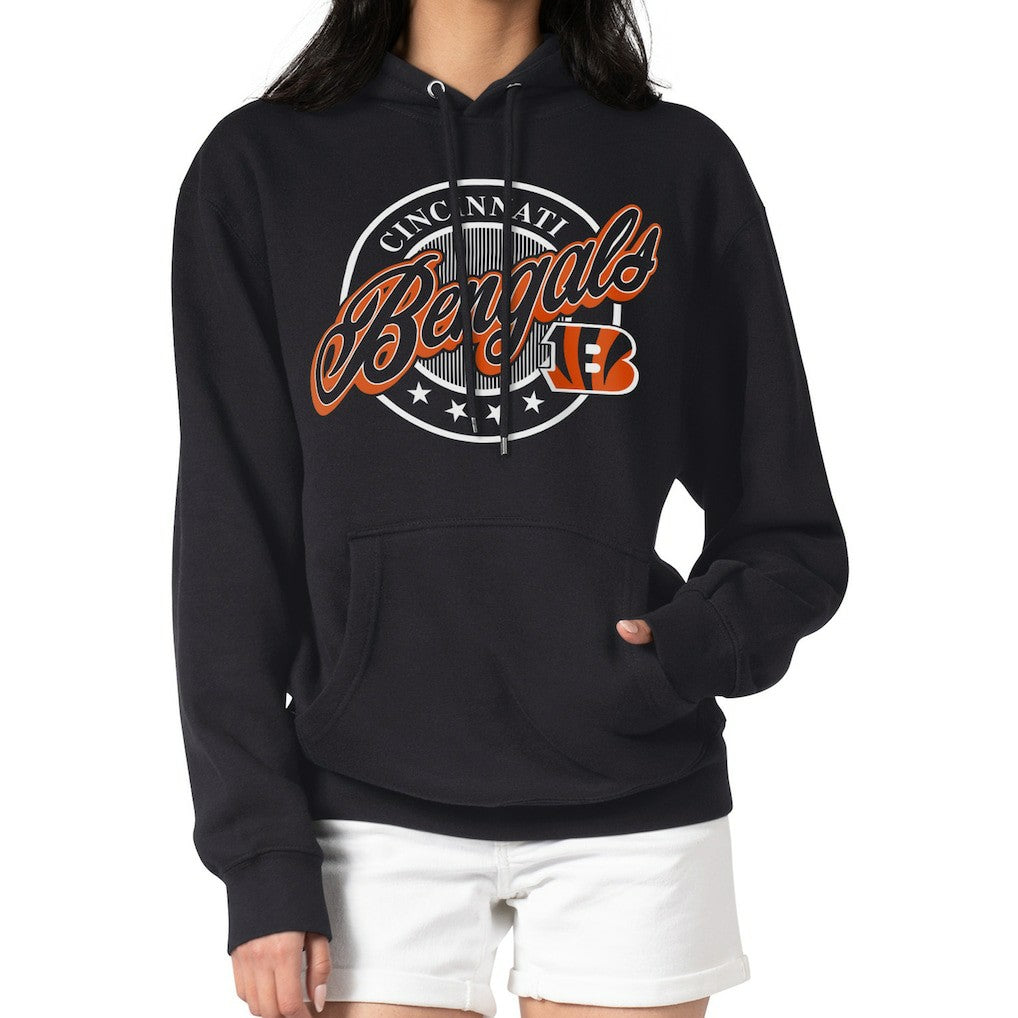G-III 4Her by Carl Banks Women's Pinstripe Circle Fleece Pullover Hoodie - Cincinnati Bengals Hoodies