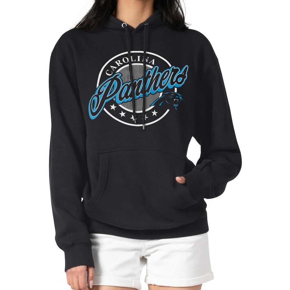 G-III 4Her by Carl Banks Women's Pinstripe Circle Fleece Pullover Hoodie - Carolina Panthers Hoodies