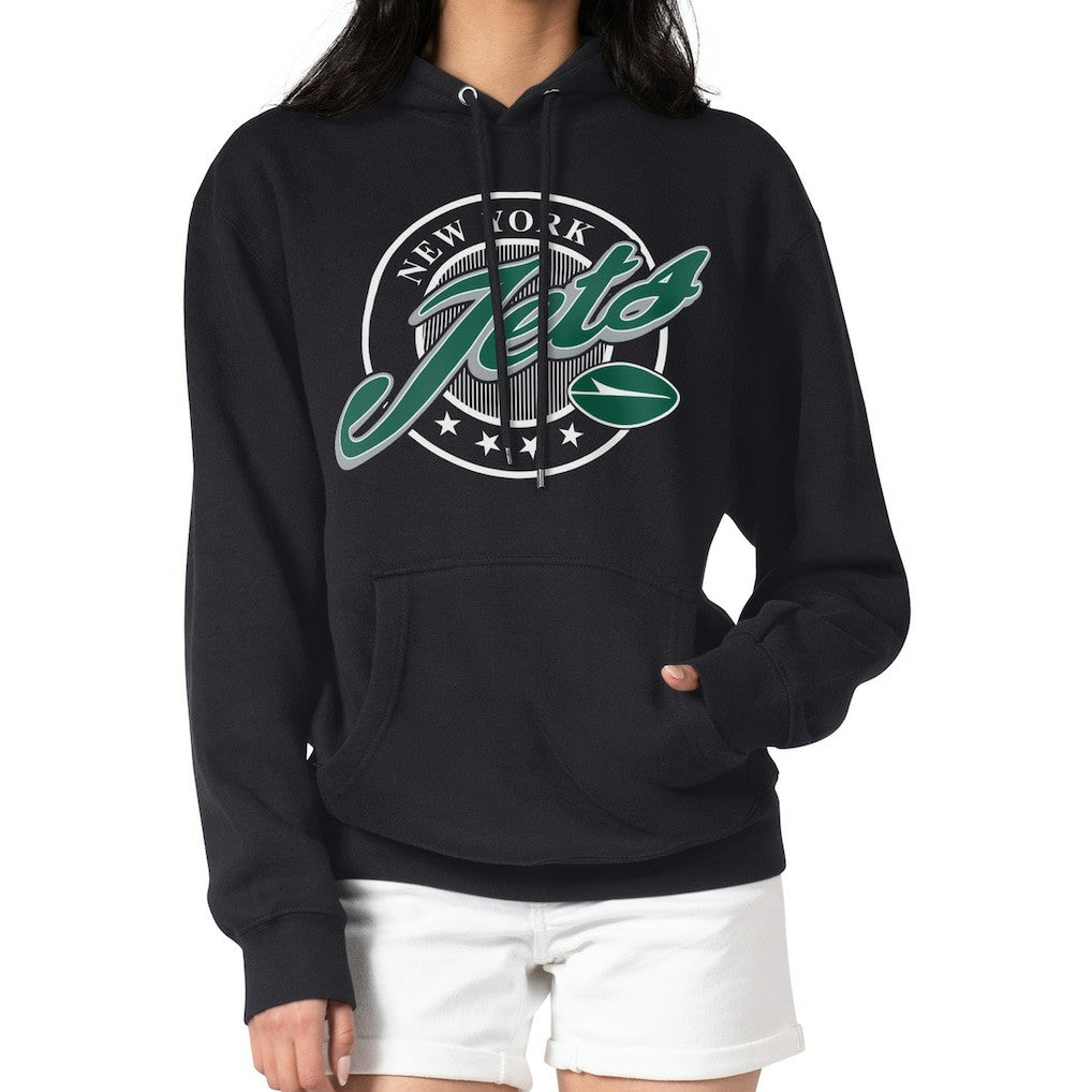 G-III 4Her by Carl Banks Women's Pinstripe Circle Fleece Pullover Hoodie - New York Jets Hoodies