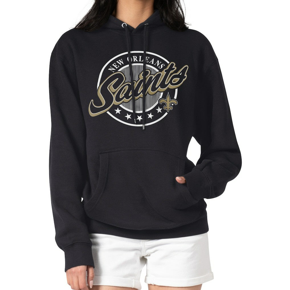 G-III 4Her by Carl Banks Women's Pinstripe Circle Fleece Pullover Hoodie - New Orleans Saints Hoodies