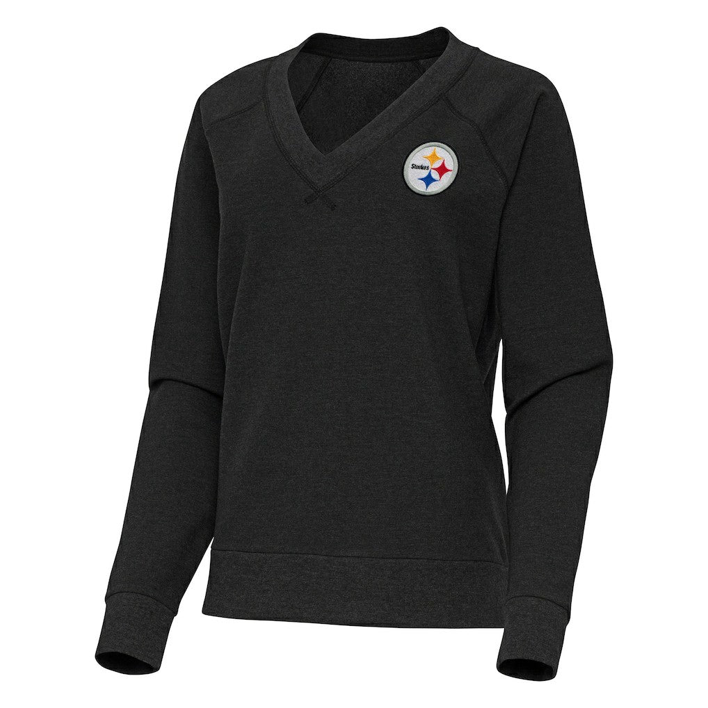 Antigua Women's Varsity Tri-Blend V-Neck Long Sleeve T-Shirt - Pittsburgh Steelers T-shirts