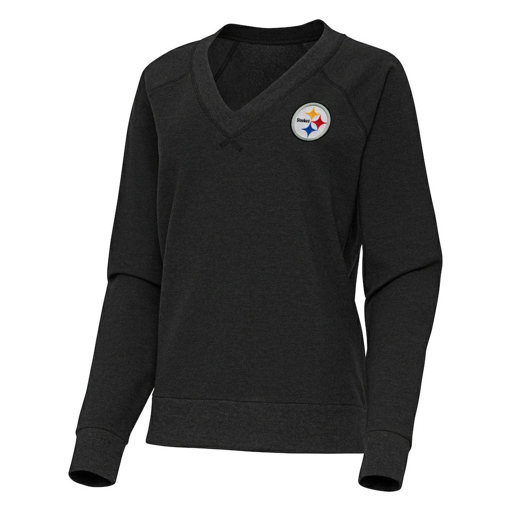 Antigua Women's Varsity Tri-Blend V-Neck Long Sleeve T-Shirt - Pittsburgh Steelers T-shirts