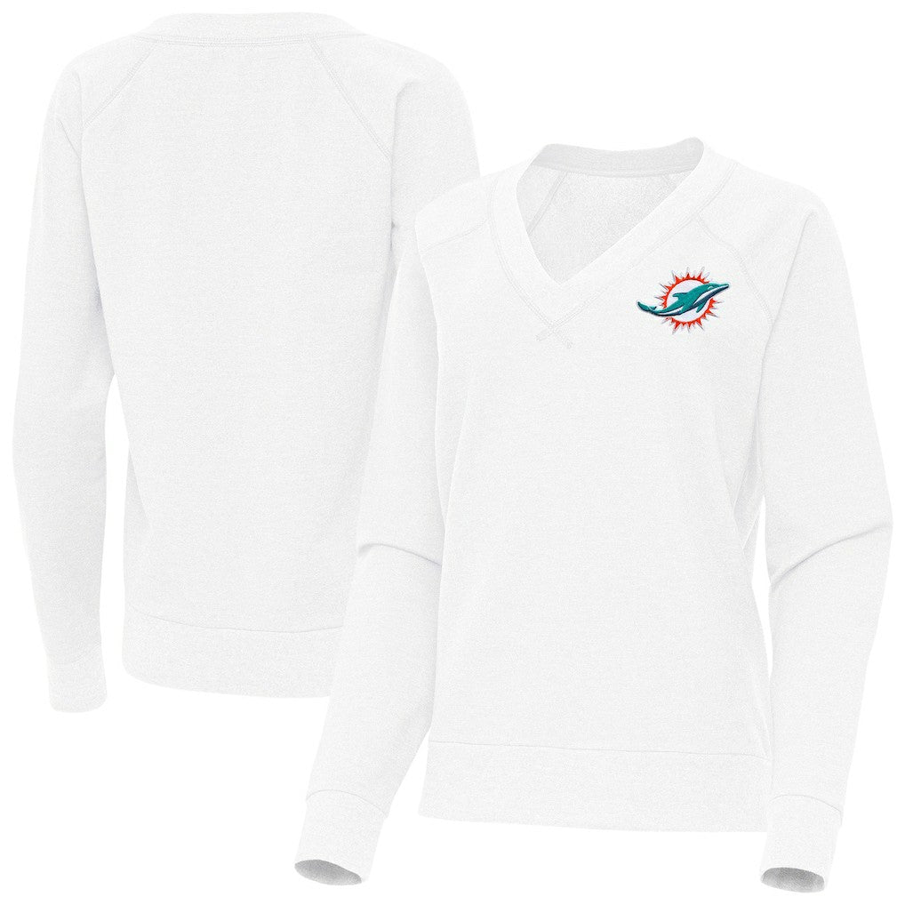 Antigua Women's Varsity Tri-Blend V-Neck Long Sleeve T-Shirt - Miami Dolphins T-shirts