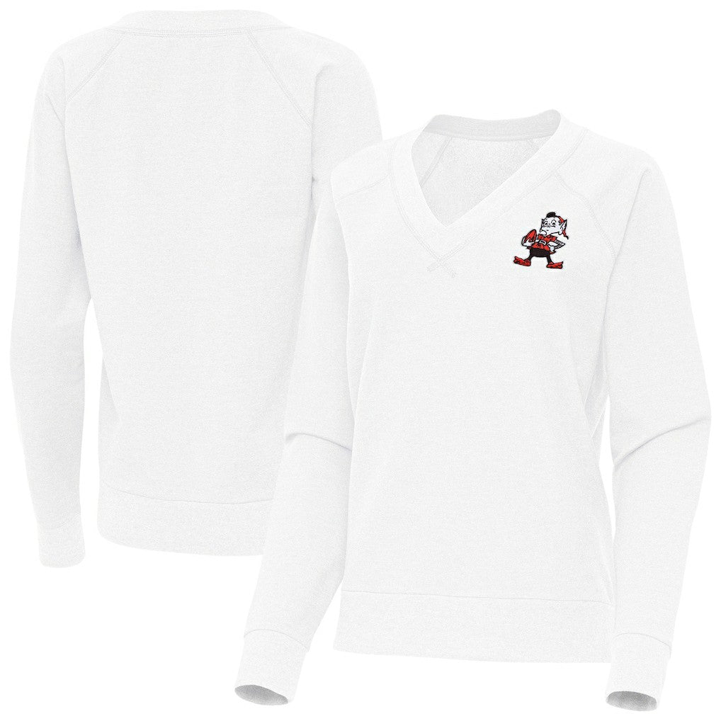 Antigua Women's Varsity Tri-Blend V-Neck Long Sleeve T-Shirt - Cleveland Browns T-shirts