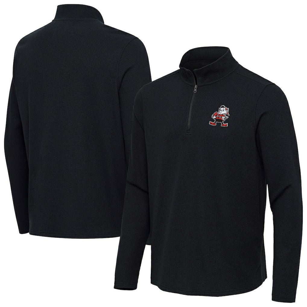Antigua Throwback Sync Tri-Blend Quarter-Zip Pullover - Cleveland Browns Pullover