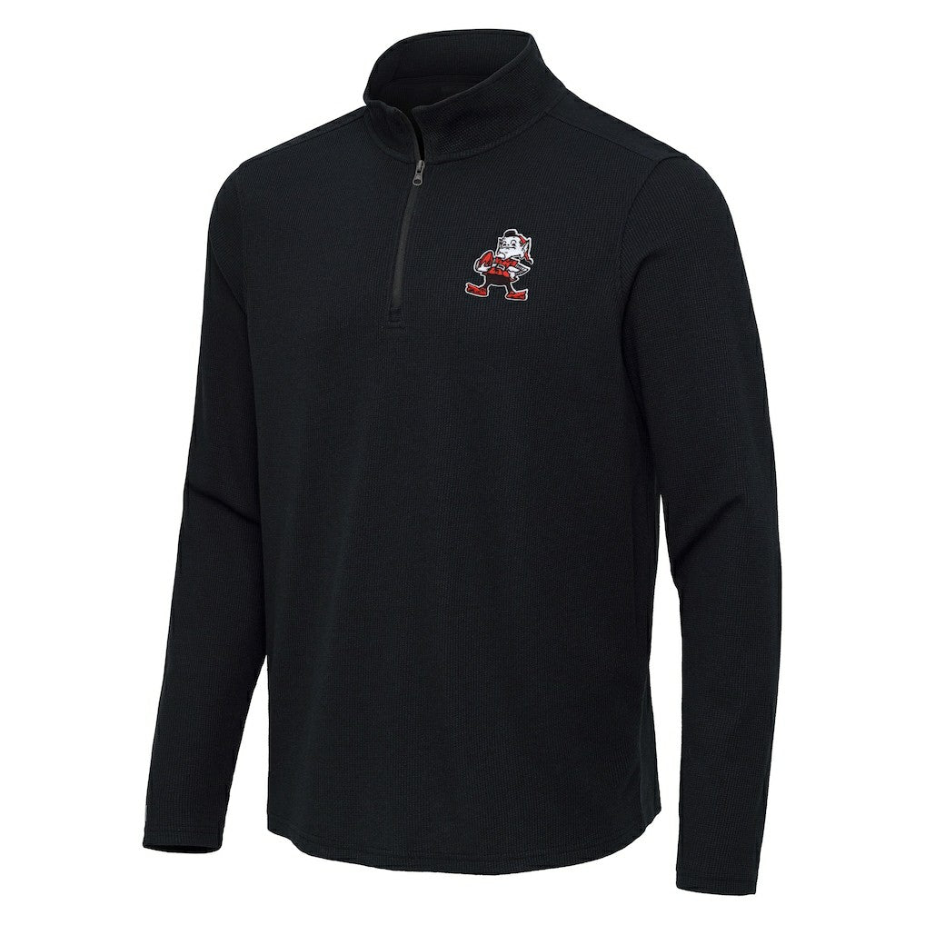 Antigua Throwback Sync Tri-Blend Quarter-Zip Pullover - Cleveland Browns Pullover
