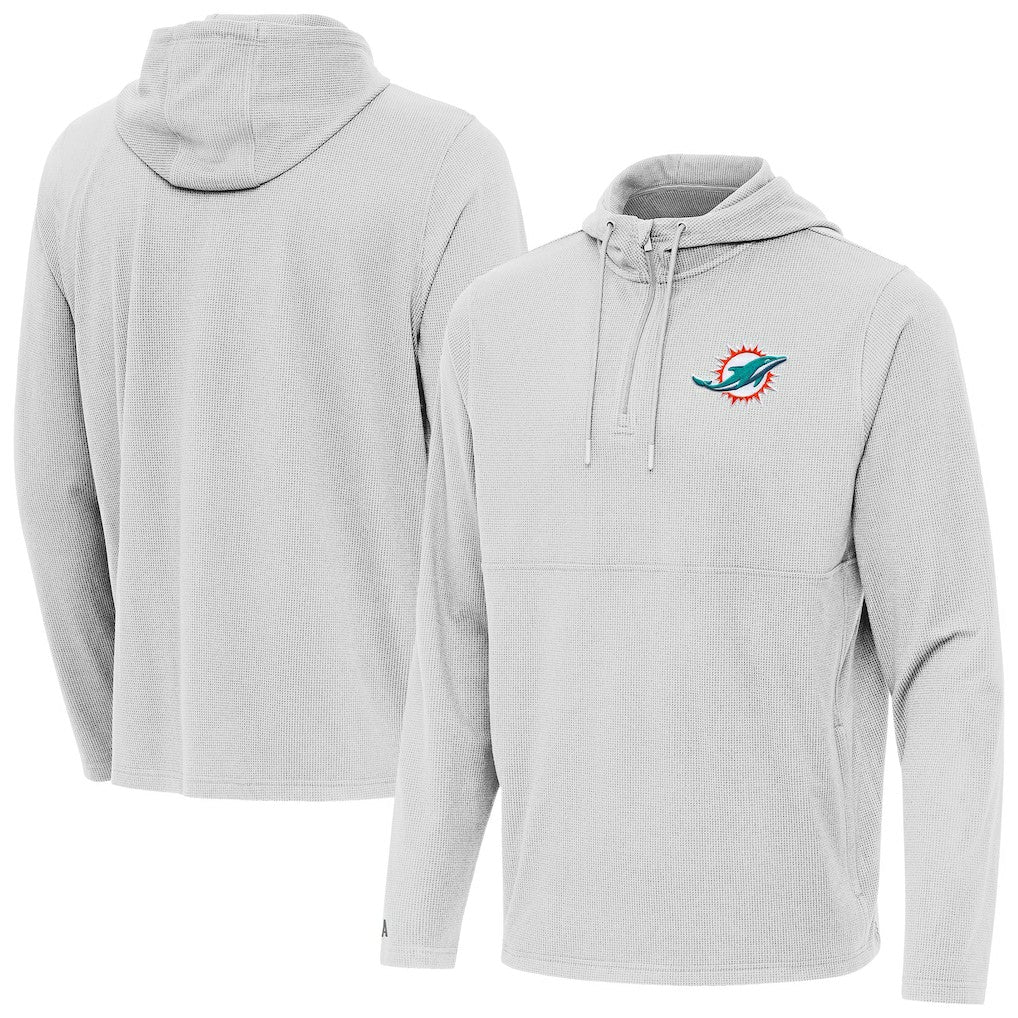 Antigua Connected Quarter-Zip Pullover Hoodie - Miami Dolphins Hoodies