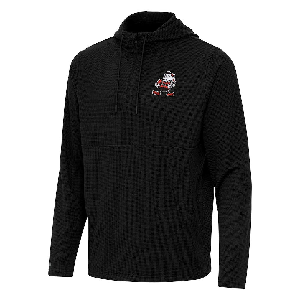 Antigua Throwback Connected Quarter-Zip Pullover Hoodie - Cleveland Browns Hoodies