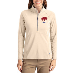 Cutter & Buck Women's Throwback Adapt Eco Knit Stretch Recycled Raglan Half-Zip Pullover - Buffalo Bills Pullover