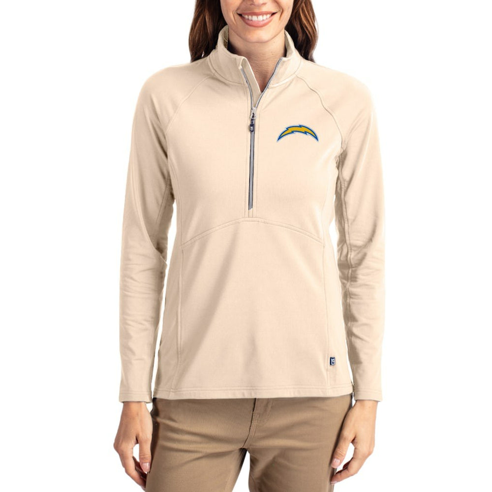 Cutter & Buck Women's Adapt Eco Knit Stretch Recycled Raglan Half-Zip Pullover - Los Angeles Chargers Pullover