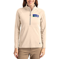 Cutter & Buck Women's Throwback Adapt Eco Knit Stretch Recycled Raglan Half-Zip Pullover - Seattle Seahawks Pullover