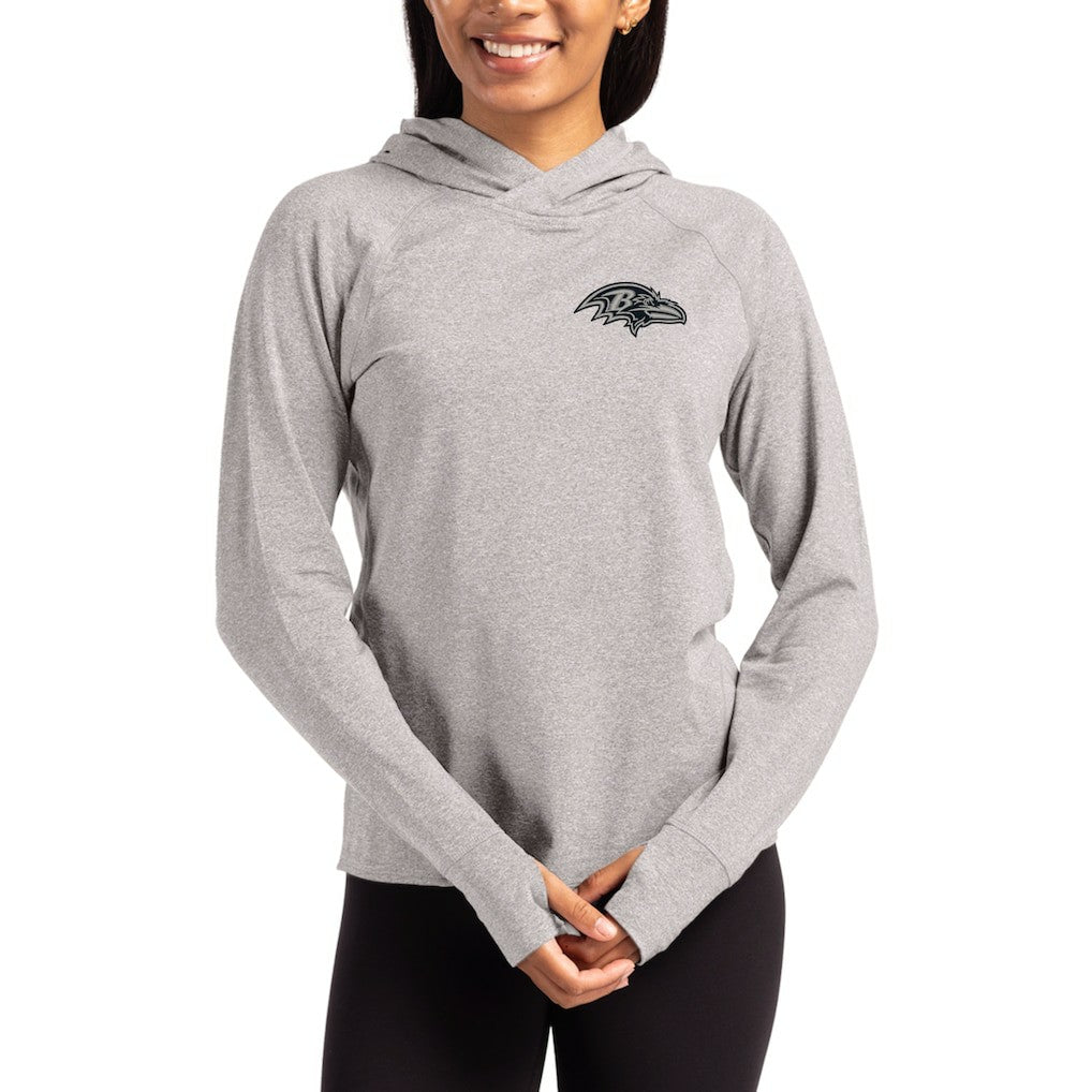 Cutter & Buck Women's Tonal Logo Adapt Knit Recycled Raglan Pullover Hoodie - Baltimore Ravens Hoodies