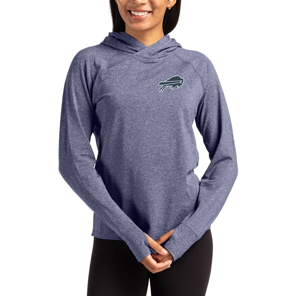 Cutter & Buck Women's Tonal Logo Adapt Knit Recycled Raglan Pullover Hoodie - Buffalo Bills Hoodies