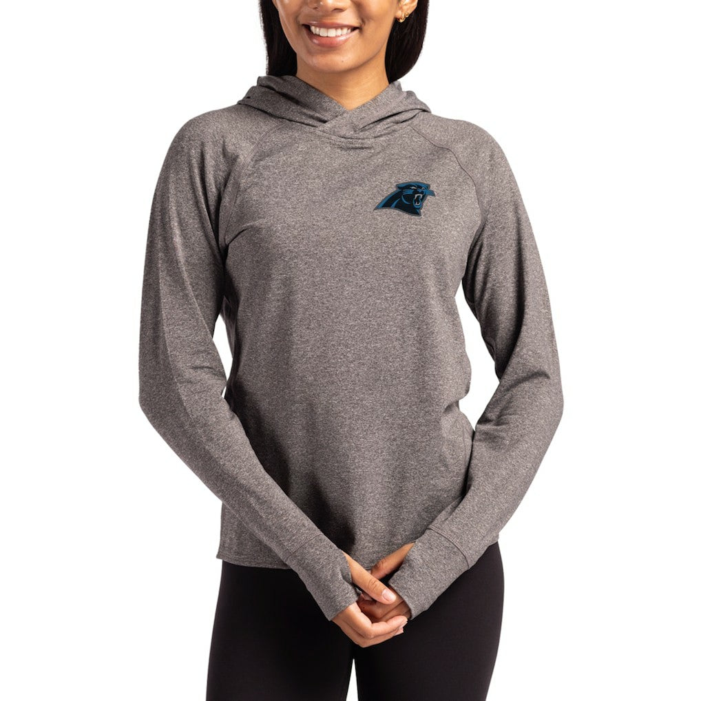 Cutter & Buck Women's Primary Logo Adapt Knit Recycled Raglan Pullover Hoodie - Carolina Panthers Hoodies