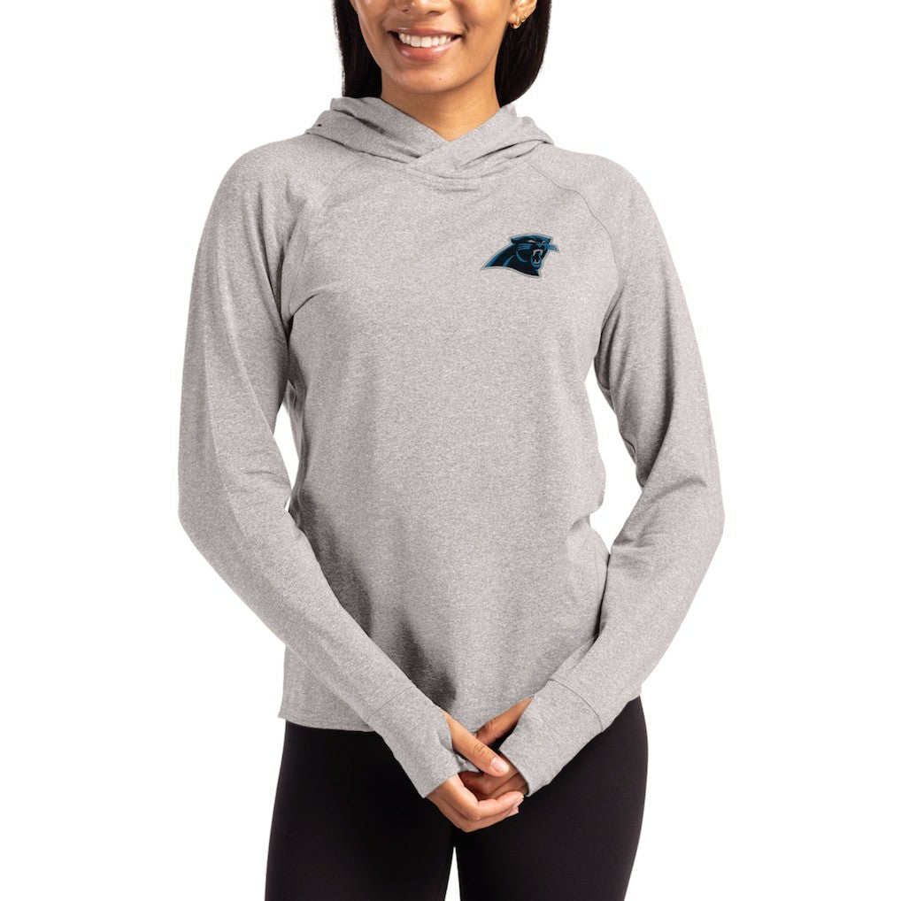 Cutter & Buck Women's Primary Logo Adapt Knit Recycled Raglan Pullover Hoodie - Carolina Panthers Hoodies