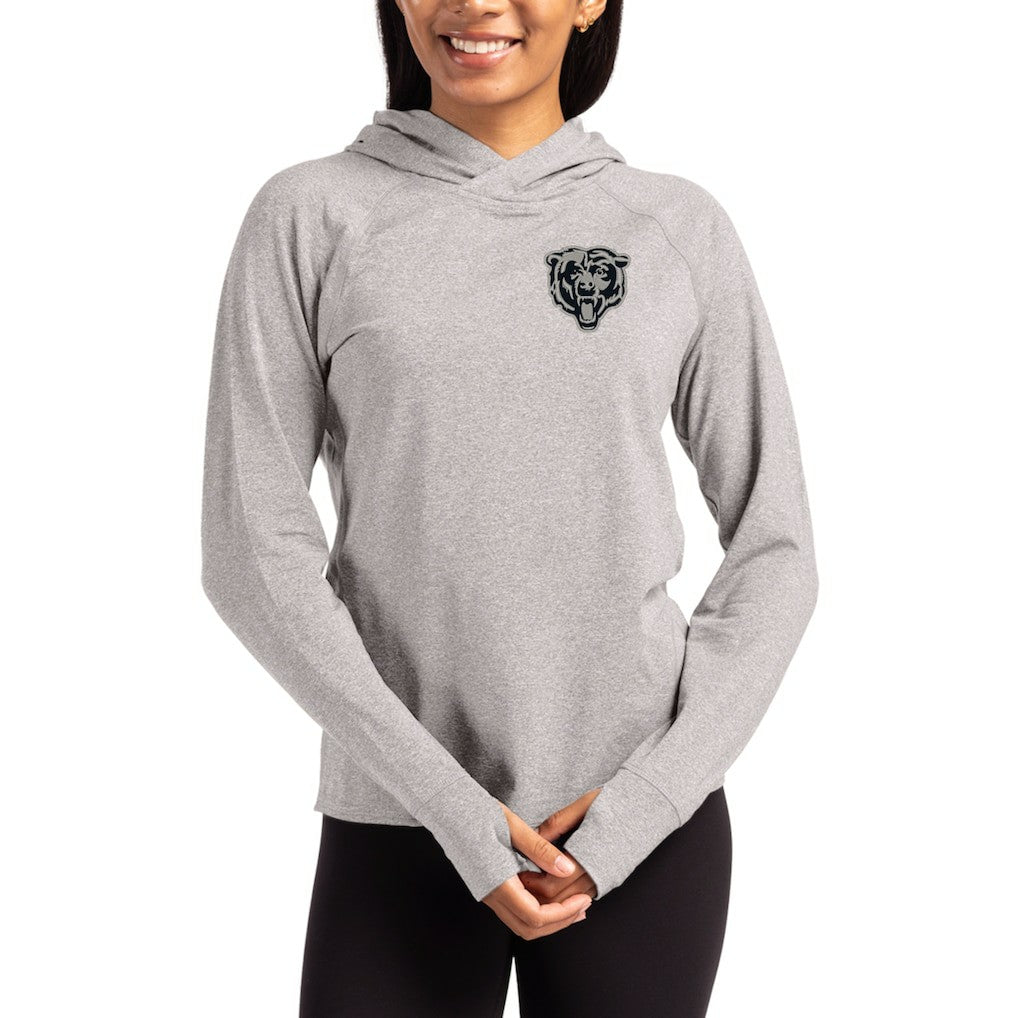 Cutter & Buck Women's Tonal Logo Adapt Knit Recycled Raglan Pullover Hoodie - Chicago Bears Hoodies