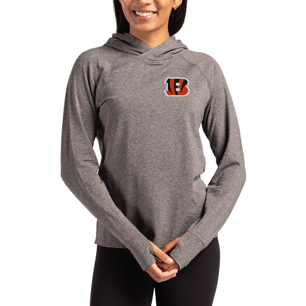 Cutter & Buck Women's Primary Logo Adapt Knit Recycled Raglan Pullover Hoodie - Cincinnati Bengals Hoodies