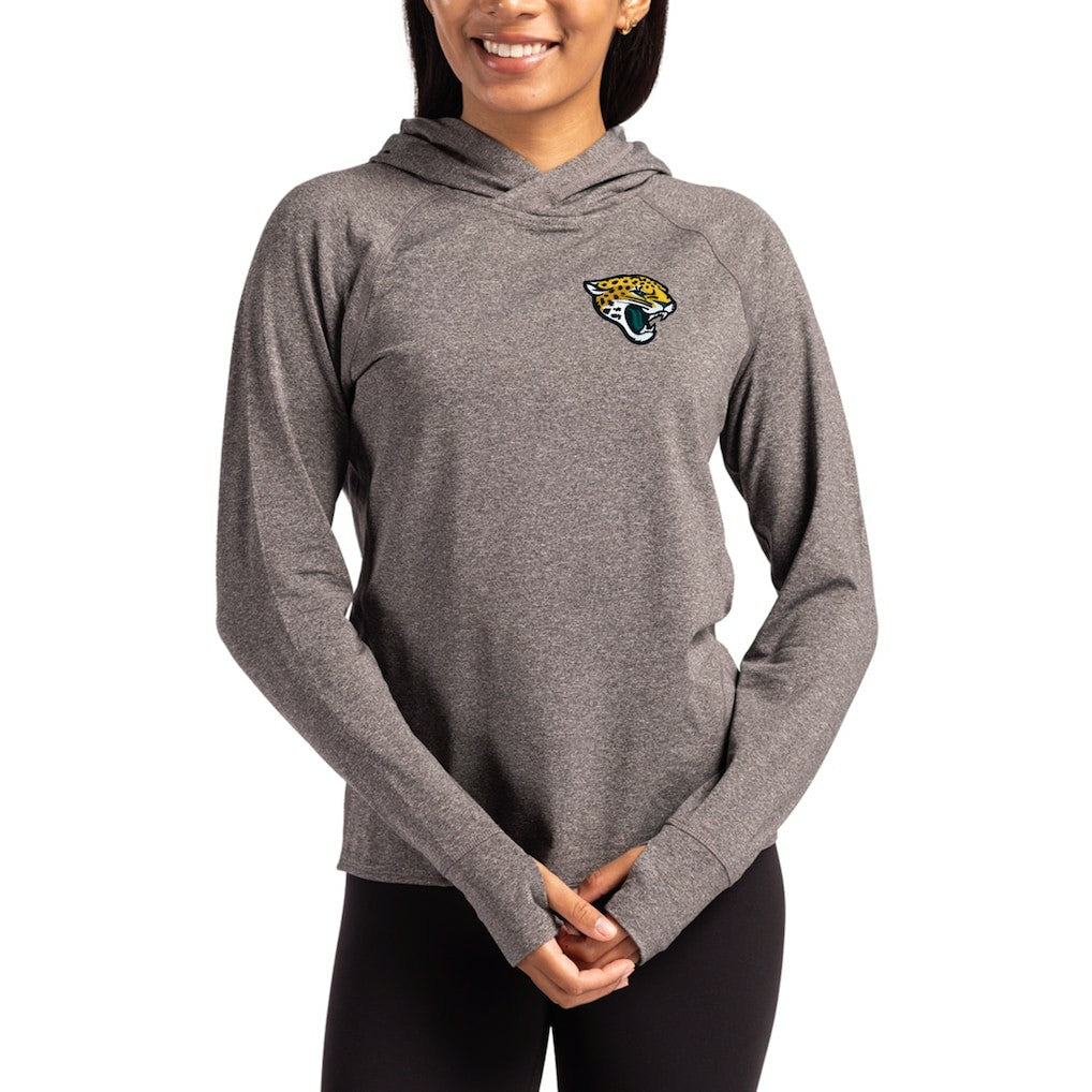 Cutter & Buck Women's Primary Logo Adapt Knit Recycled Raglan Pullover Hoodie - Jacksonville Jaguars Hoodies