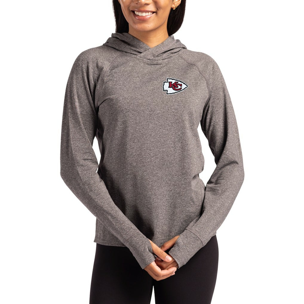 Cutter & Buck Women's Primary Logo Adapt Knit Recycled Raglan Pullover Hoodie - Kansas City Chiefs Hoodies