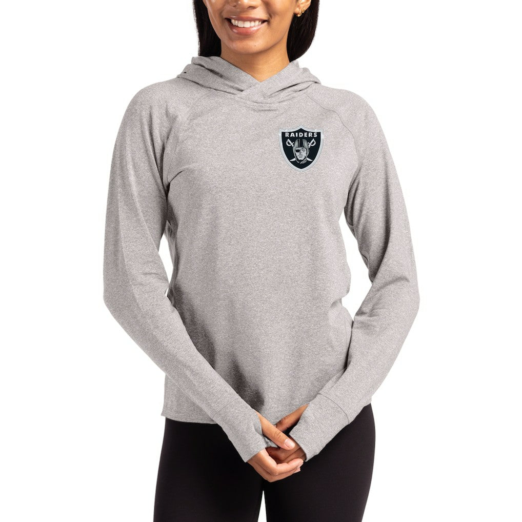 Cutter & Buck Women's Primary Logo Adapt Knit Recycled Raglan Pullover Hoodie - Las Vegas Raiders Hoodies