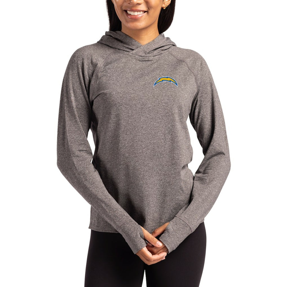 Cutter & Buck Women's Primary Logo Adapt Knit Recycled Raglan Pullover Hoodie - Los Angeles Chargers Hoodies