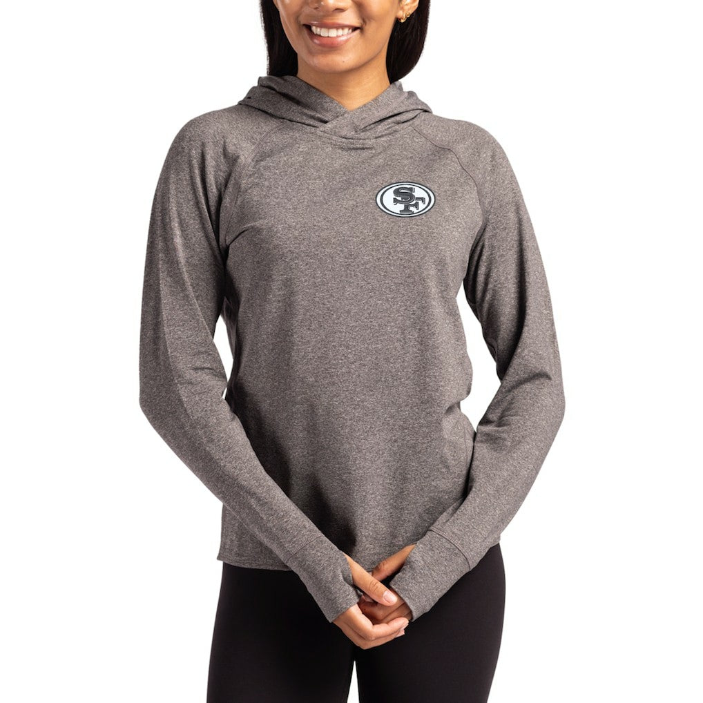 Cutter & Buck Women's Tonal Logo Adapt Knit Recycled Raglan Pullover Hoodie - San Francisco 49ers Hoodies
