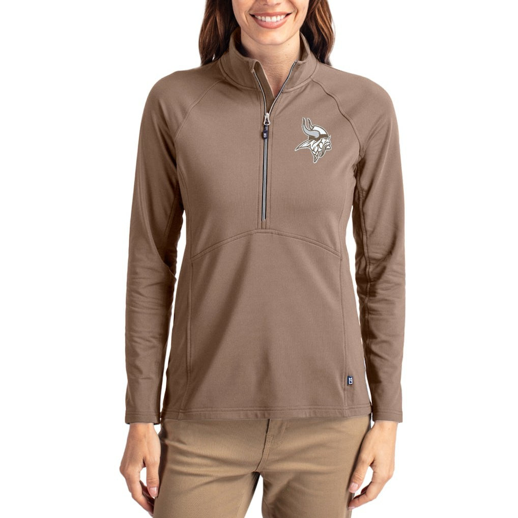 Cutter & Buck Women's Tonal Adapt Eco Knit Stretch Recycled Raglan Half-Zip Pullover - Minnesota Vikings Pullover