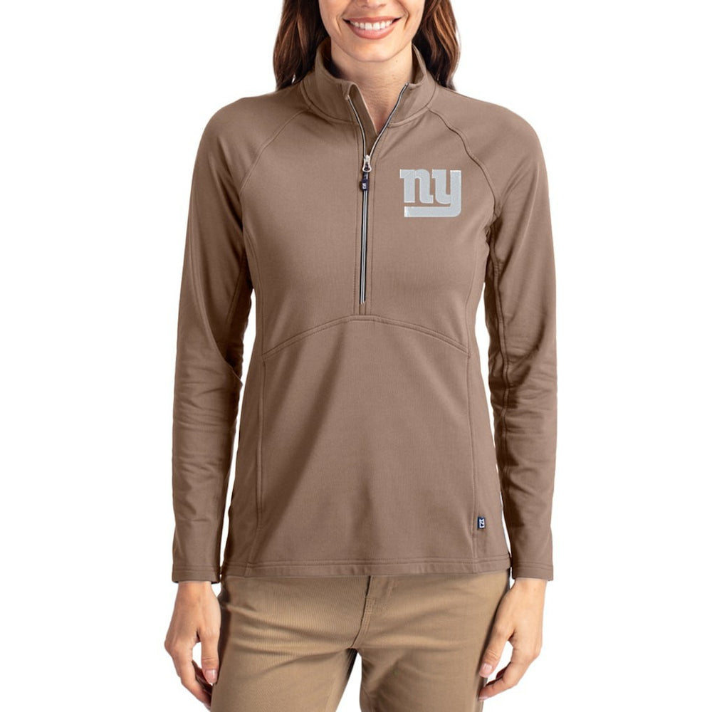 Cutter & Buck Women's Tonal Adapt Eco Knit Stretch Recycled Raglan Half-Zip Pullover - New York Giants Pullover