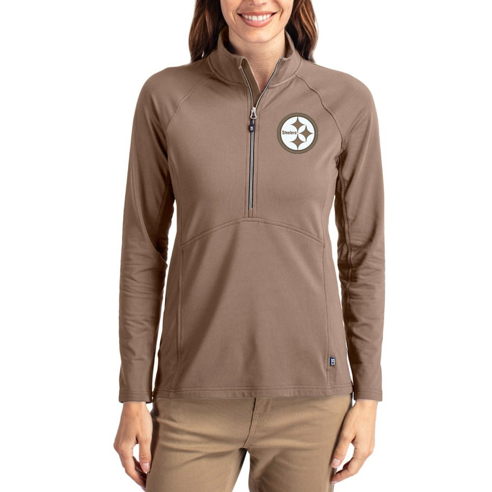 Cutter & Buck Women's Tonal Adapt Eco Knit Stretch Recycled Raglan Half-Zip Pullover - Pittsburgh Steelers Pullover