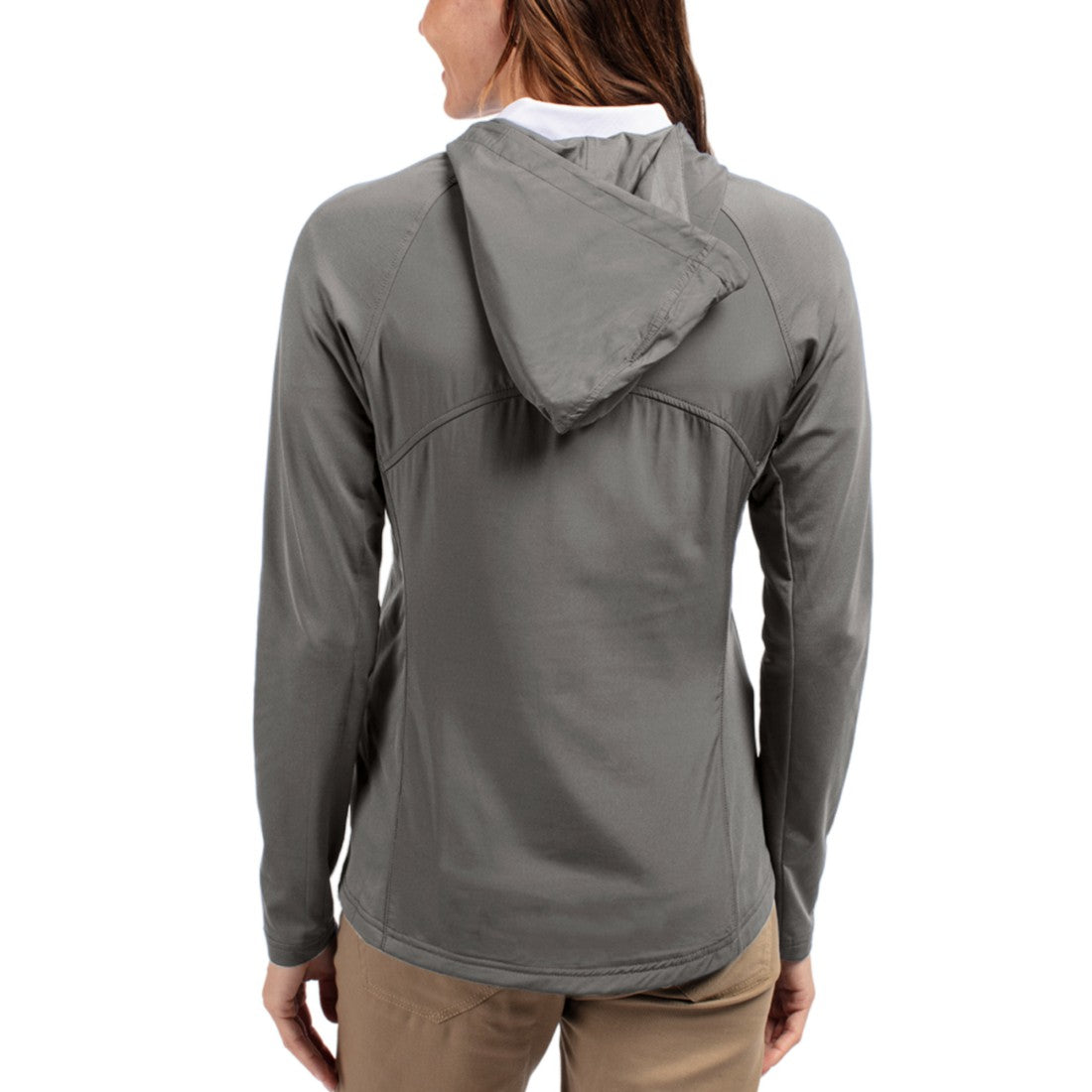 Cutter & Buck Women's Adapt Eco Knit Hybrid Recycled Raglan Full-Zip Hoodie Jacket - Detroit Lions Hoodies