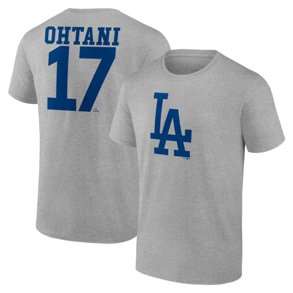 Heather Gray Shohei Ohtani Los Angeles Dodgers Player Name & Number T-Shirt