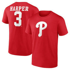 Red Bryce Harper Philadelphia Phillies Player Name & Number T-Shirt