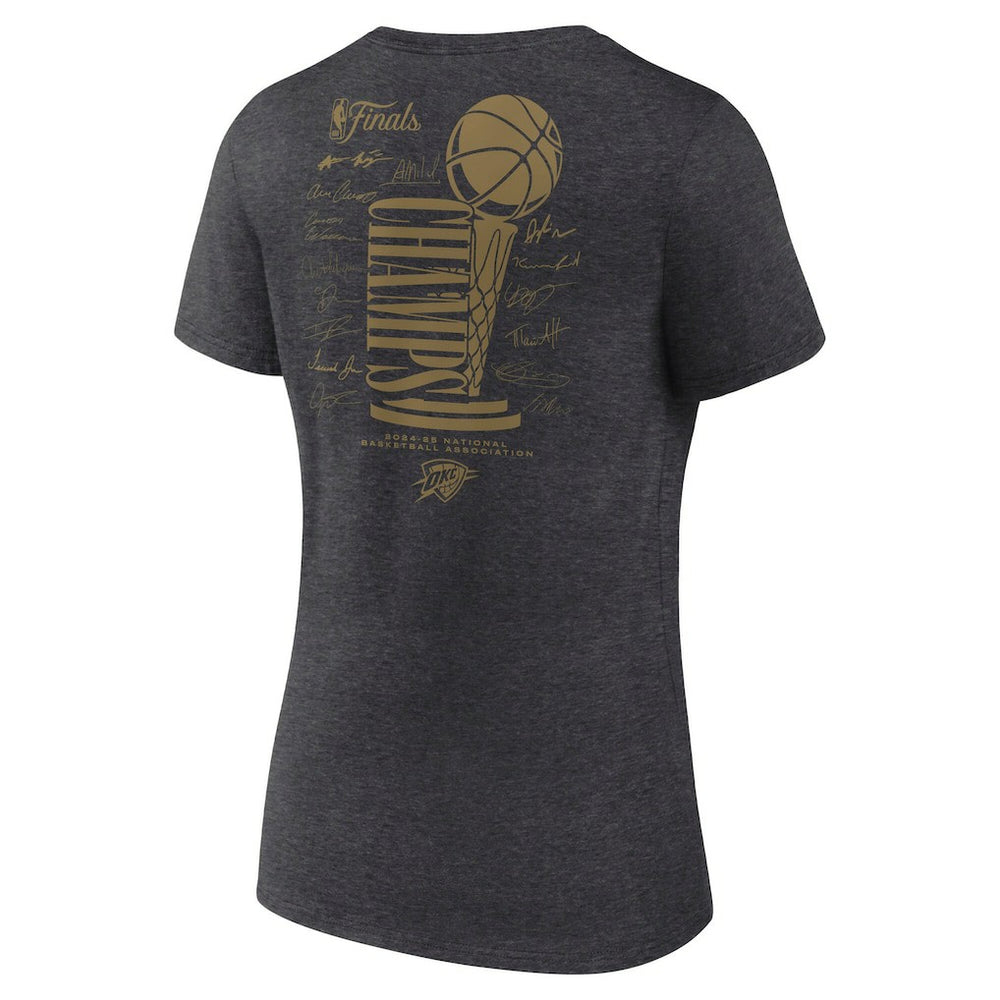 Fanatics Oklahoma City Thunder Women's 2025 NBA Finals Champions Double Dribble V-Neck T-Shirt