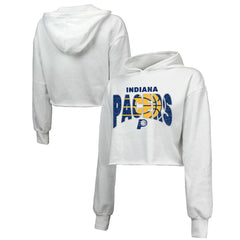 Indiana Pacers Majestic Threads Women's Tri-Blend Cropped Pullover Hoodie