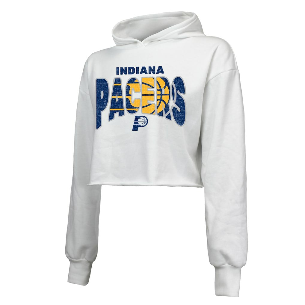 Indiana Pacers Majestic Threads Women's Tri-Blend Cropped Pullover Hoodie