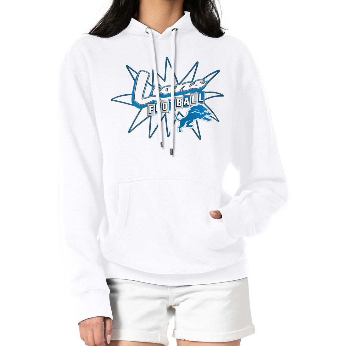 Starter Women's Drive-In Sign Pullover Hoodie - Detroit Lions Hoodies
