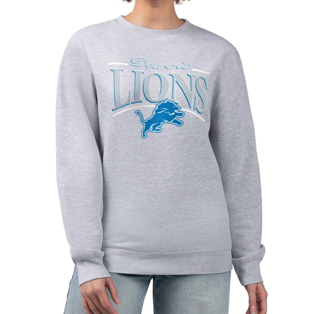 Starter Women's Arch Stripe Fleece Pullover Sweatshirt - Detroit Lions Pullover