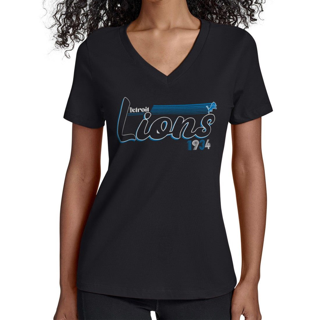 Starter Women's Groovy Script V-Neck T-Shirt - Detroit Lions T-shirts