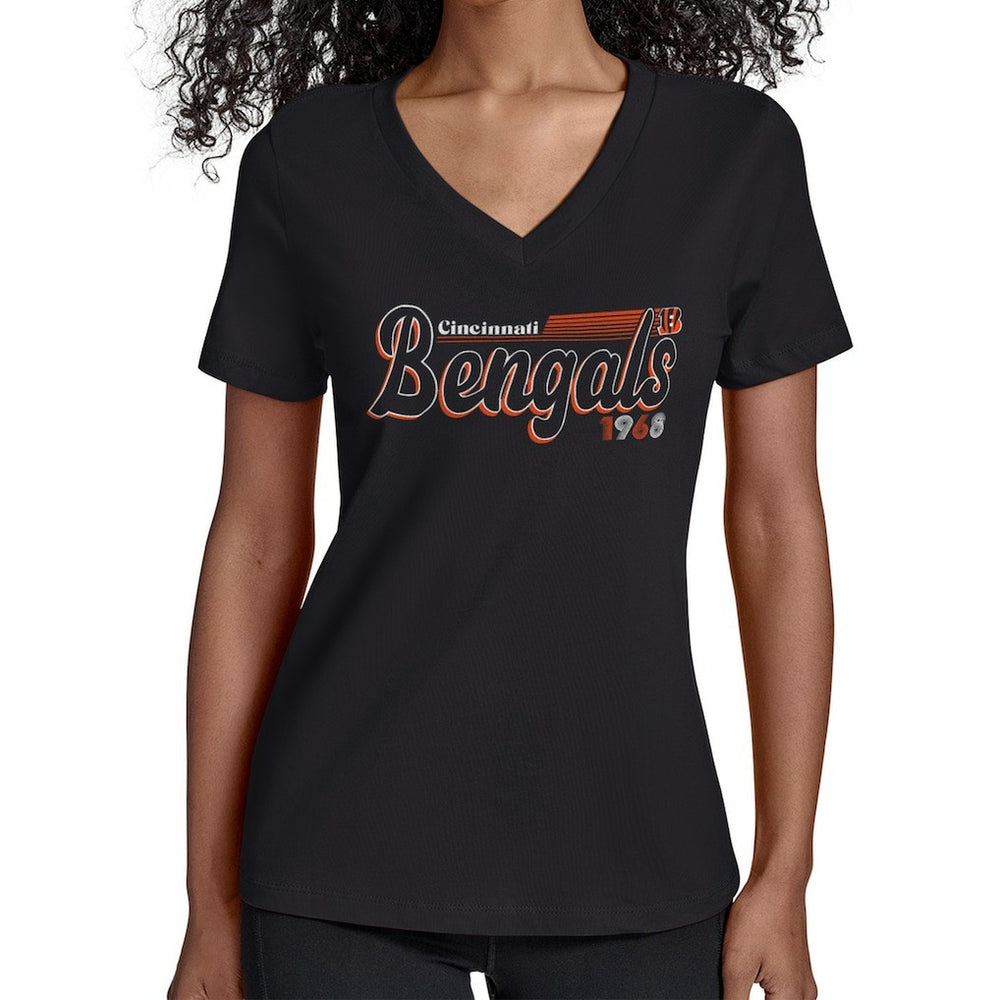 Starter Women's Groovy Script V-Neck T-Shirt - Cincinnati Bengals T-shirts