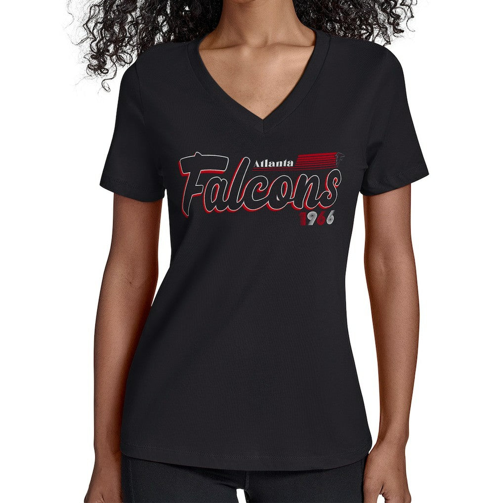 Starter Women's Groovy Script V-Neck T-Shirt - Atlanta Falcons T-shirts