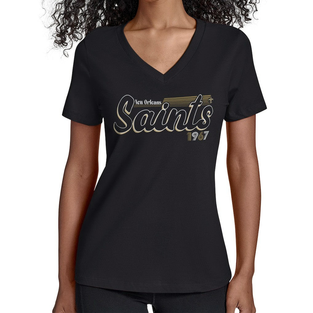 Starter Women's Groovy Script V-Neck T-Shirt - New Orleans Saints T-shirts