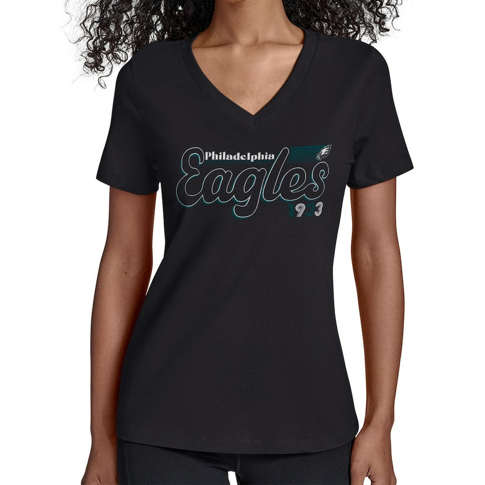Starter Women's Groovy Script V-Neck T-Shirt - Philadelphia Eagles T-shirts