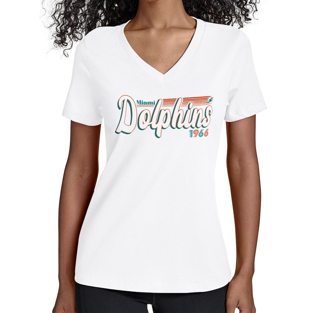 Starter Women's Groovy Script V-Neck T-Shirt - Miami Dolphins T-shirts