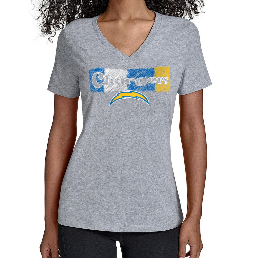 Starter Women's Color Shading V-Neck T-Shirt - Los Angeles Chargers T-shirts